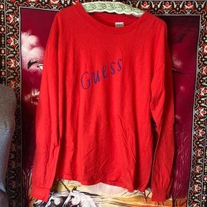 vintage 80s guess georges marciano red long sleeve tee mens shirt top